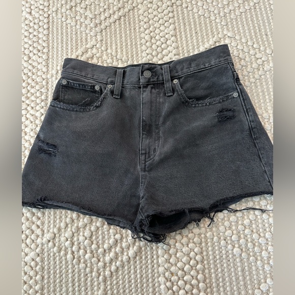 Madewell Dresses & Skirts - Madewell black denim frayed shorts